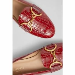 LK Bennett Red Daphne Croc-Effect Patent Leather Loafers -LK Bennett Shop unnamed file 167