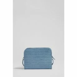 LK Bennett Marie Blue Croc-Effect Leather Crossbody Bag