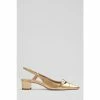 LK Bennett Metallic Gold Leather Block Heel Slingbacks Shoes