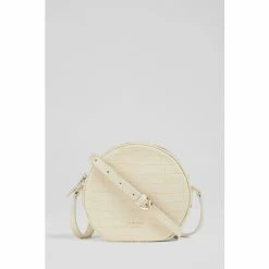 LK Bennett Hayden Croc-Effect Leather Round Shoulder Bag Navy Blue