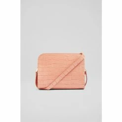 LK Bennett Marie Blush Pink Croc-Effect Leather Cross-Body Bag