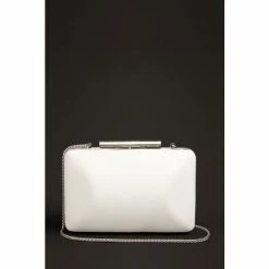 LK Bennett Dotty White Satin Wedding Clutch Bag