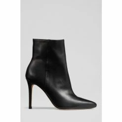 LK Bennett Cleo Black Leather Pointed Stiletto Ankle Boots