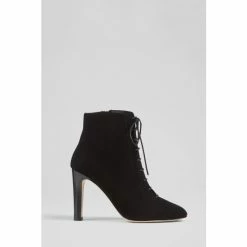 LK Bennett Lydia Black Suede Lace-Up Ankle Boots