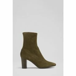 LK Bennett Alice Green Stretch Suede Ankle Boots