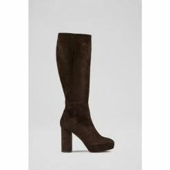 LK Bennett Lucinda Suede Platform Knee-High Brown Boots
