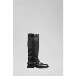 LK Bennett Noemi Black Leather Knee-High Biker Boots
