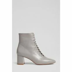 LK Bennett Arabella Grey Leather Lace Up Ankle Boots