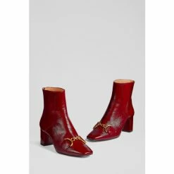 LK Bennett Red Nadina Crinkle Patent Leather Snaffle Detail Ankle Boots -LK Bennett Shop unnamed file 1874