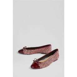 LK Bennett Red Kara Wine Tweed And Toe Cap Ballerina Flats -LK Bennett Shop unnamed file 191