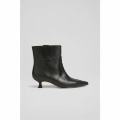 LK Bennett Rowan Black Leather Western Style Ankle Boots