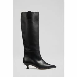 LK Bennett Eden Black Leather Western Style Knee-High Boots