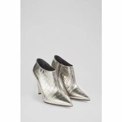 LK Bennett Gold Talulla Croc-Effect Leather Cone Heel Shoe Boots -LK Bennett Shop unnamed file 1939