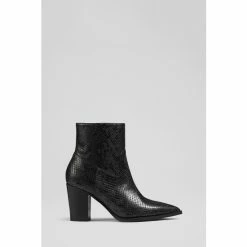 LK Bennett Grey Camilla Snake Effect Leather Ankle Boots