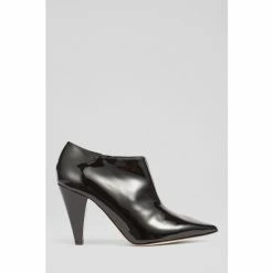 LK Bennett Talulla Patent Leather Cone Heel Shoe Black Boots