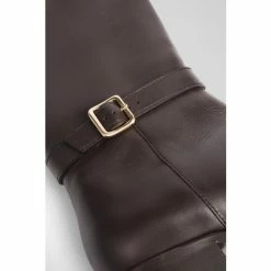 LK Bennett Rea Dark Brown Leather Adjustable Buckle Flat Knee High Boots -LK Bennett Shop unnamed file 1960