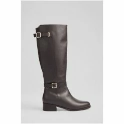LK Bennett Rea Dark Brown Leather Adjustable Buckle Flat Knee High Boots -LK Bennett Shop unnamed file 1961