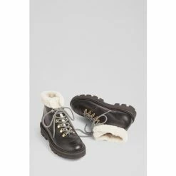 LK Bennett Jesse Leather Faux Fur Hiking Black Boots -LK Bennett Shop unnamed file 1964