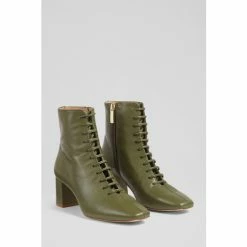 LK Bennett Arabella Olive Green Leather Lace-Up Ankle Boots -LK Bennett Shop unnamed file 1984