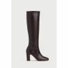 LK Bennett Brown Kristen Bordeaux Nappa Leather Knee Boots