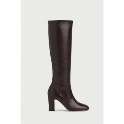 LK Bennett Brown Kristen Bordeaux Nappa Leather Knee Boots