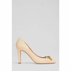 LK Bennett Gianna Cream Leather Snaffle-Detail Court Shoes