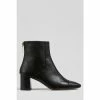 LK Bennett Maxine Stitch Block Heel Black Ankle Boots