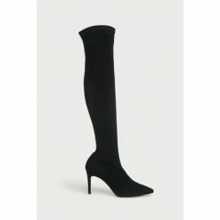 LK Bennett Blake Black Stretch Suede Knee Boots