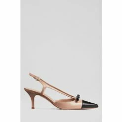 LK Bennett Natural Ottilie Leather Slingback Shoes
