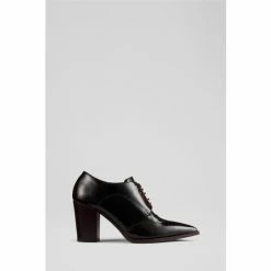 LK Bennett Brown Gaia Patent Leather Heeled Oxford Lace-Ups Shoes