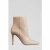 LK Bennett Natural Cleo Latte Leather Pointed Stiletto Ankle Boots