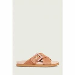 LK Bennett Rory Pink Suede Buckle Footbed Mules