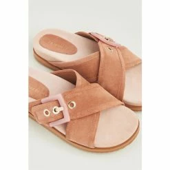 LK Bennett Rory Pink Suede Buckle Footbed Mules -LK Bennett Shop unnamed file 2252