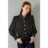 LK Bennett Sonya Black Crepe Crystal Button Blouse