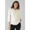 LK Bennett Camilla Cream Ecovero™ Pussy Bow Top