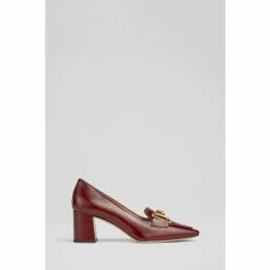 LK Bennett Red Samantha Crinkle Patent Leather Snaffle Detail Court Shoes