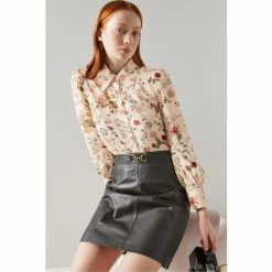 LK Bennett Cream Sonya Camelia Print Silk Blouse