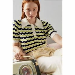 LK Bennett Blue Amanda Scallop Stitch Cotton Wool Knitted Top -LK Bennett Shop unnamed file 2287