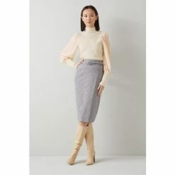 LK Bennett Cream Mayaa Cotton Jersey Silk Sleeve Top