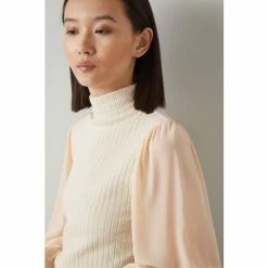 LK Bennett Cream Mayaa Cotton Jersey Silk Sleeve Top -LK Bennett Shop unnamed file 2293
