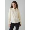LK Bennett Etten Cream Cotton Shirred Cuff Blouse
