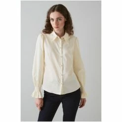 LK Bennett Etten Cream Cotton Shirred Cuff Blouse -LK Bennett Shop unnamed file 2300