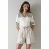 LK Bennett Cream Bay Stripe Cotton Knitted Top