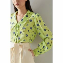 LK Bennett Beecham Lime Cornflower Print Scallop Collar Silk Blouse -LK Bennett Shop unnamed file 2312
