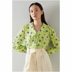 LK Bennett Beecham Lime Cornflower Print Scallop Collar Silk Blouse -LK Bennett Shop unnamed file 2313
