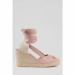 LK Bennett Pink Ophelia Suede Strap Espadrilles