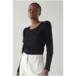 LK Bennett Eleanor Black Jersey Ribbed Top -LK Bennett Shop unnamed file 2343
