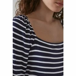 LK Bennett Navy Blue Maddie Stripe Square Neck Top -LK Bennett Shop unnamed file 2356