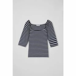 LK Bennett Navy Blue Maddie Stripe Square Neck Top -LK Bennett Shop unnamed file 2357