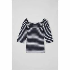 LK Bennett Navy Blue Maddie Stripe Square Neck Top -LK Bennett Shop unnamed file 2358